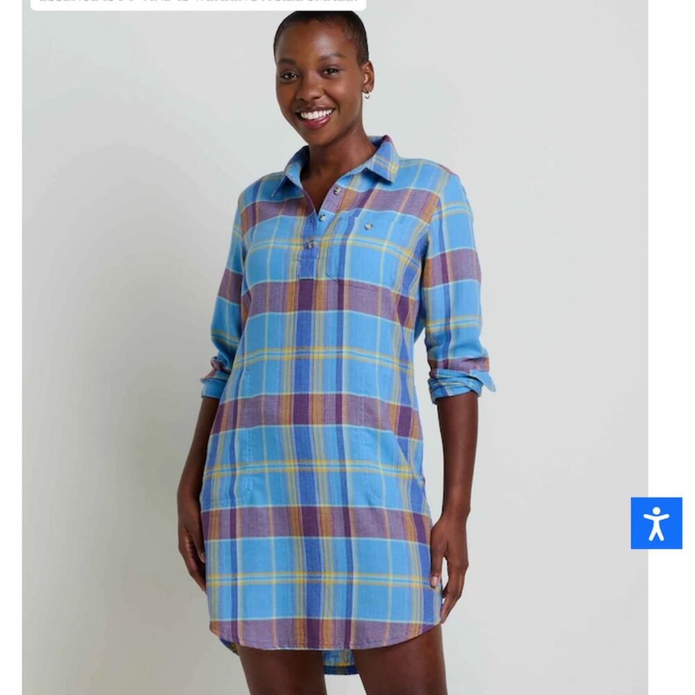 NWT Toad & Co. Re-Form Flannel Shirt Dress in Wild Ginger MED